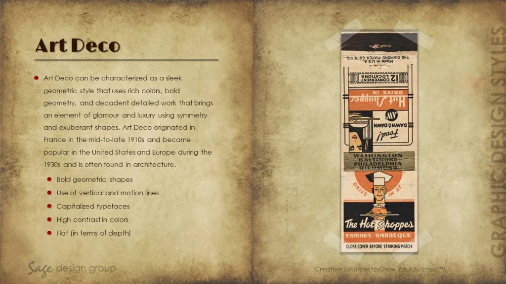 Art Deco - Graphic Design Styles - Sage Design Group - Annette Sage, CEO