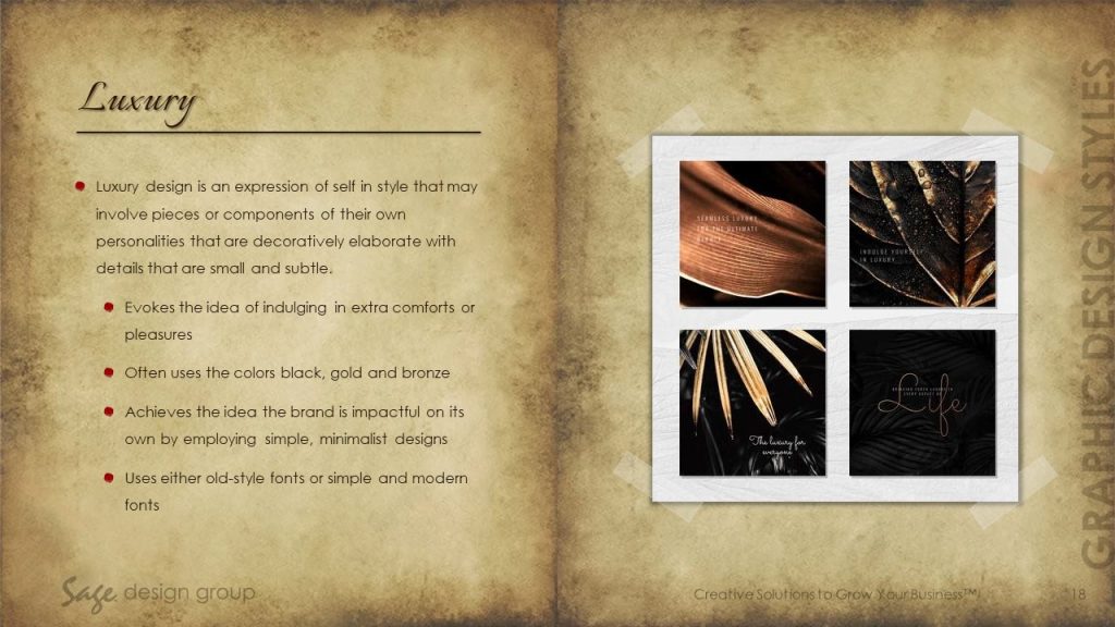 Luxury - Graphic Design Styles - Sage Design Group - Annette Sage, CEO