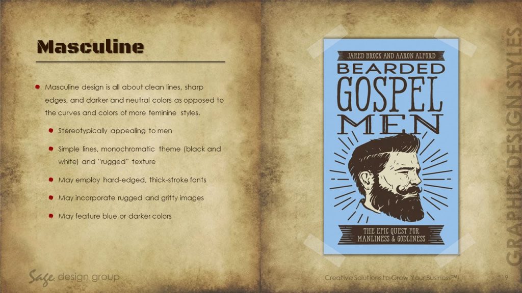 Masculine - Graphic Design Styles - Sage Design Group - Annette Sage, CEO