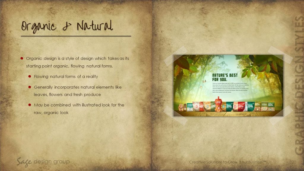 Organic and Natural - Graphic Design Styles - Sage Design Group - Annette Sage, CEO