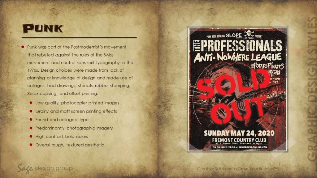 Punk - Graphic Design Styles - Sage Design Group - Annette Sage, CEO