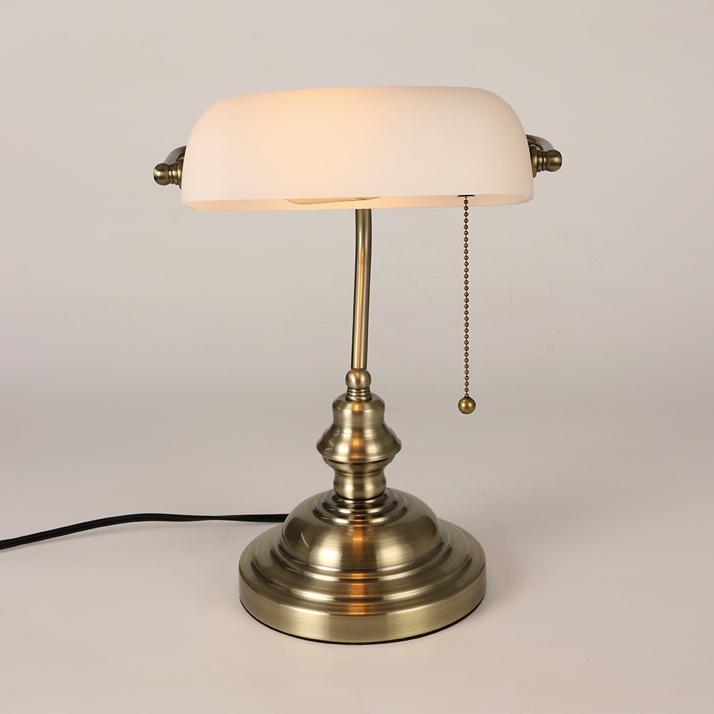 Vintage Banker Table Lamp - Frosted White - Sage Design Group - Annette Sage, CEO