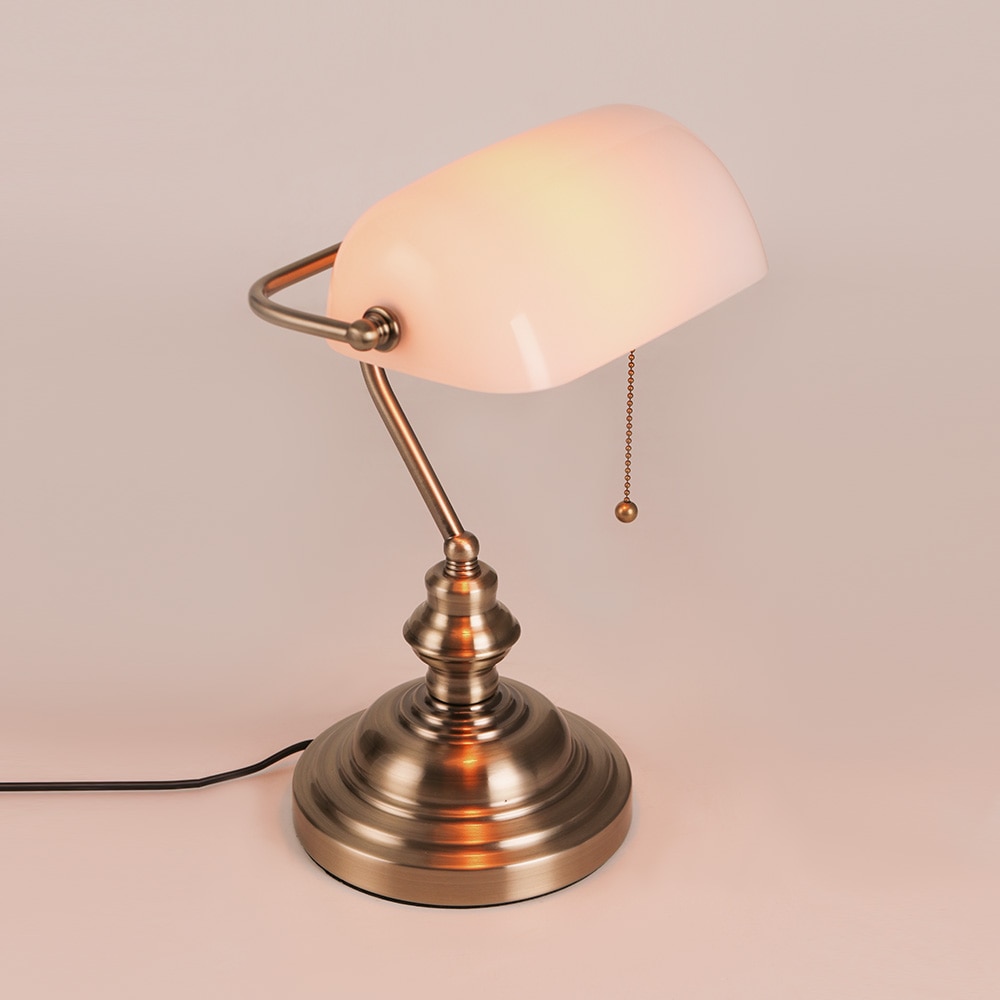 Vintage Banker Table Lamp - Milky White - Sage Design Group - Annette Sage, CEO