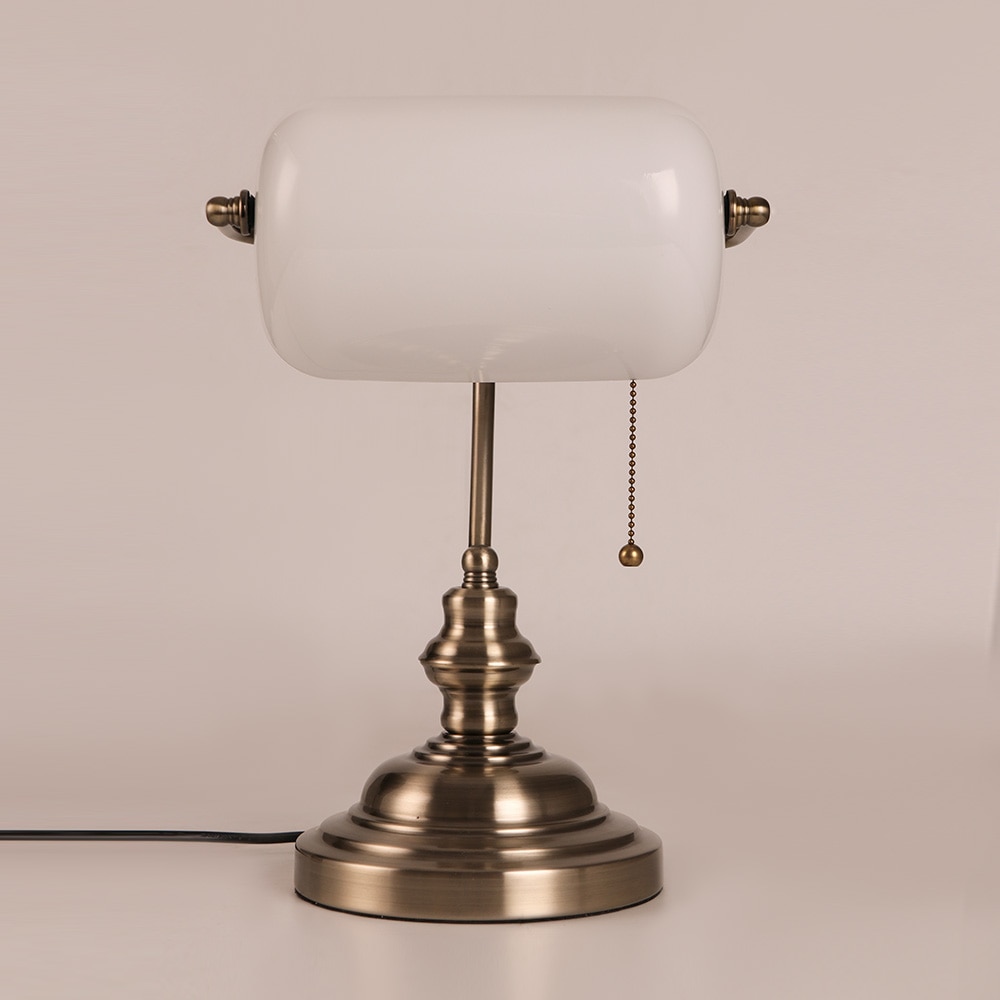 Vintage Banker Table Lamp - Milky White - Sage Design Group - Annette Sage, CEO
