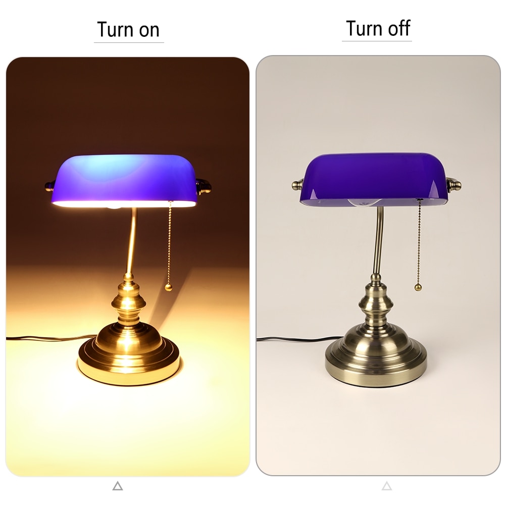 Vintage Banker Table Lamp - Blue - Sage Design Group - Annette Sage, CEO